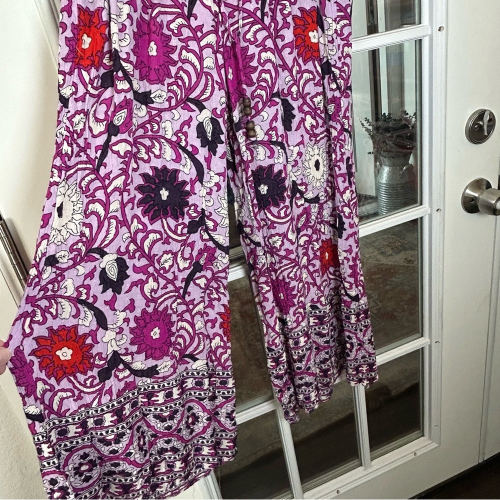 Cynthia Rowley Floral Purple Wide‎ Leg Pants Size Small - Picture 5 of 14